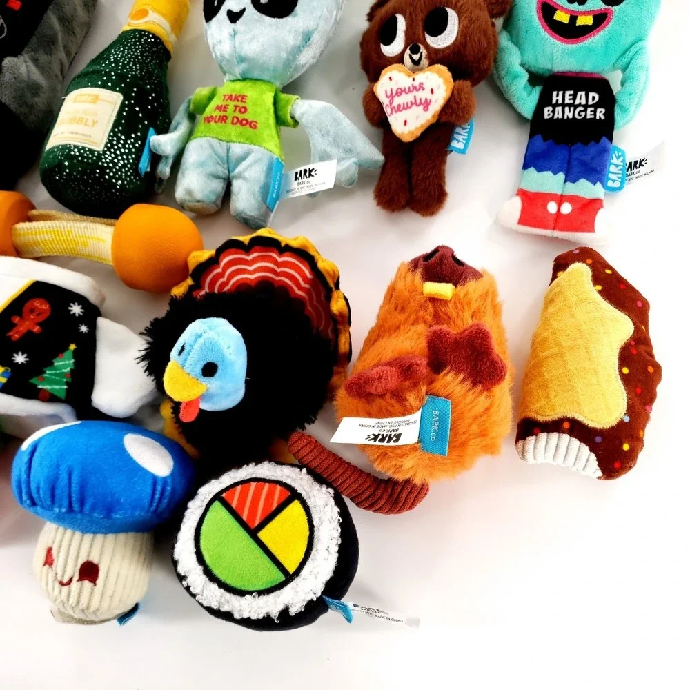 Bark Dog Toy Lot Of 19 Crinkle Squicky